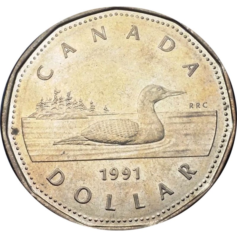 1991 Canadian 1 Common Loon Dollar Coin Brilliant Uncirculated